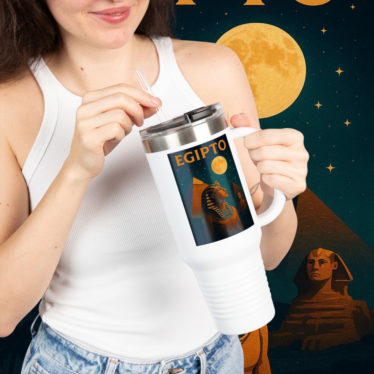 "taza de Viaje Aislada Egipto Misterio Dorado del Nilo 🏺🌅🐫"