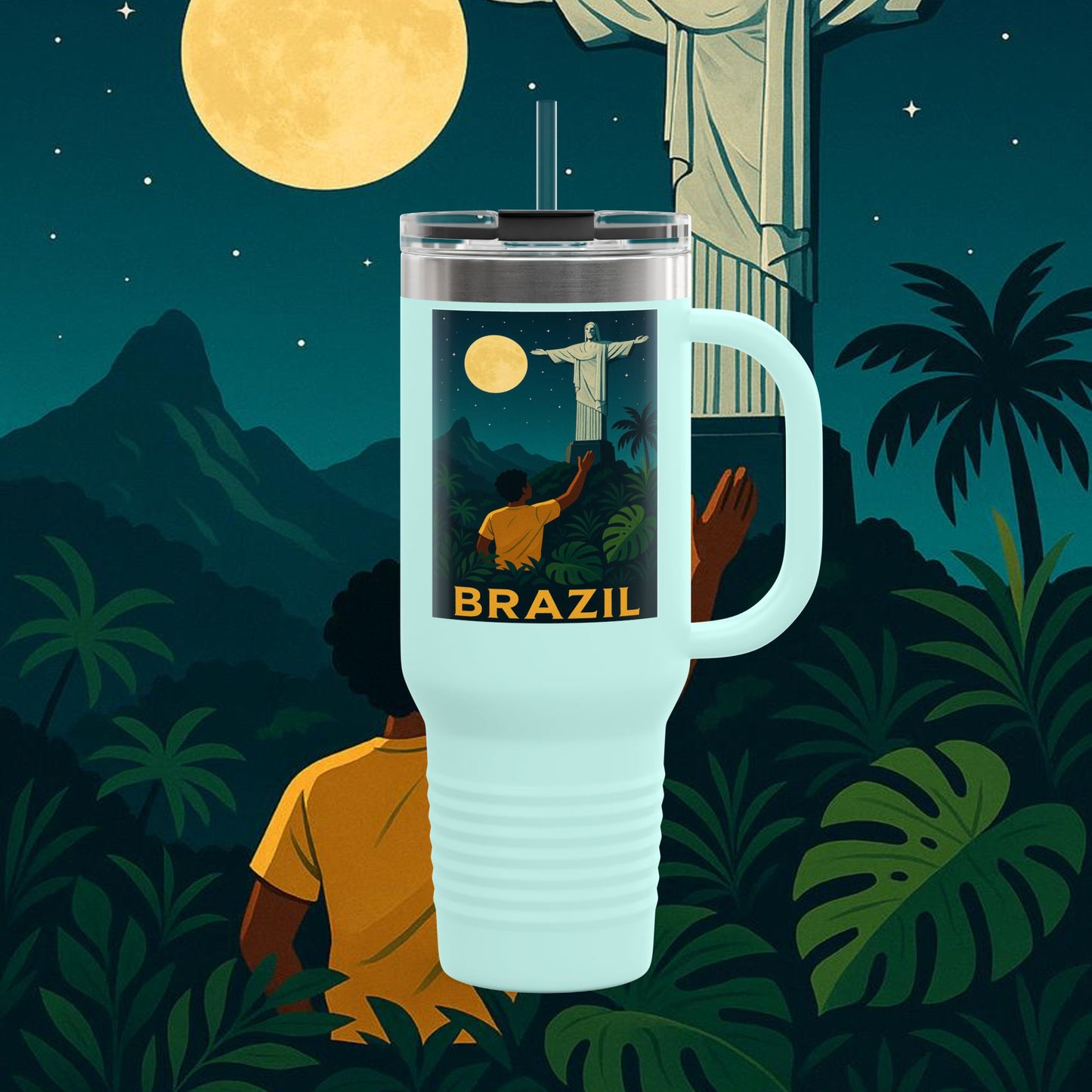 "taza de Viaje Aislada Brasil: Ritmo, Naturaleza y Alegría Infinita 🎶🌴🏖️"