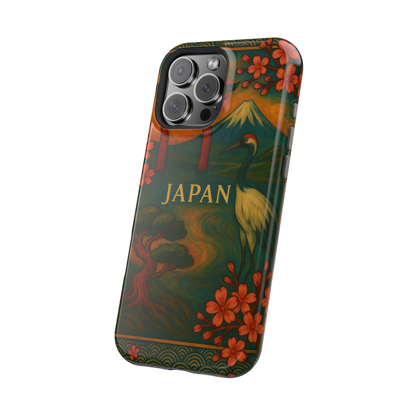"Funda Magnética Reforzada Japón: Tradición entre Cerezos y Montañas 🌸⛩️🗻"