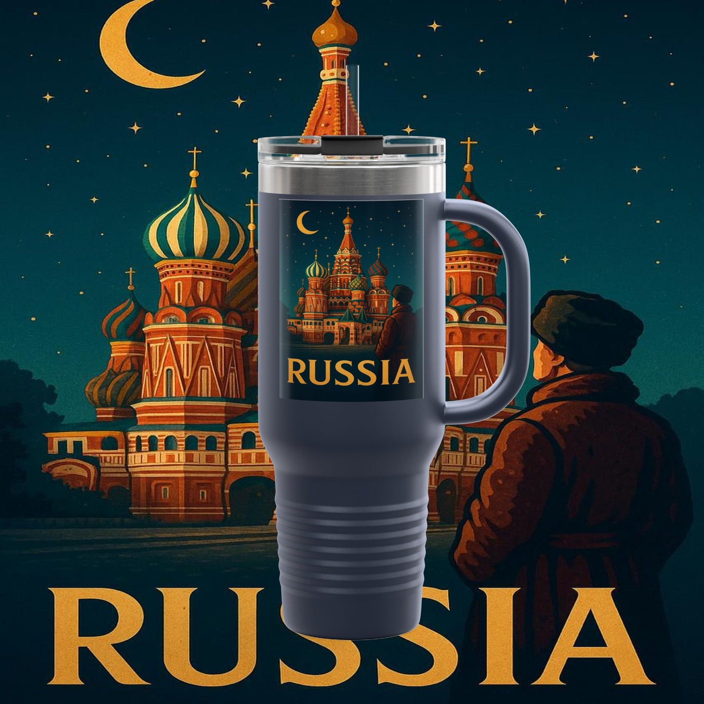 "Russia Insulated Travel Mug❄️ – Land of history, mystery, and grandeur"
