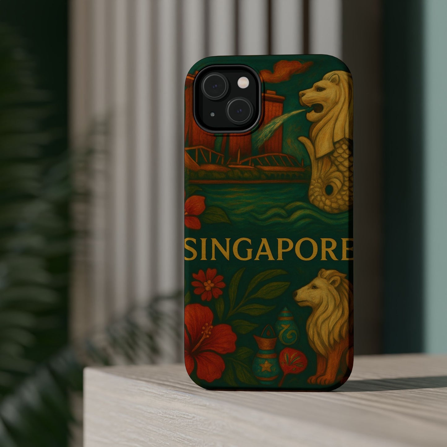 "Funda Magnética Reforzada Magnética Reforzada Singapur 🌆 – Futuro, cultura y naturaleza en un solo lugar"