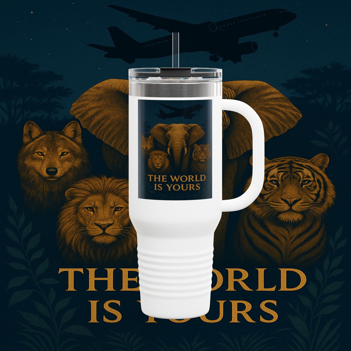 "Taza de viaje aislada El mundo es tuyo"🌍✨