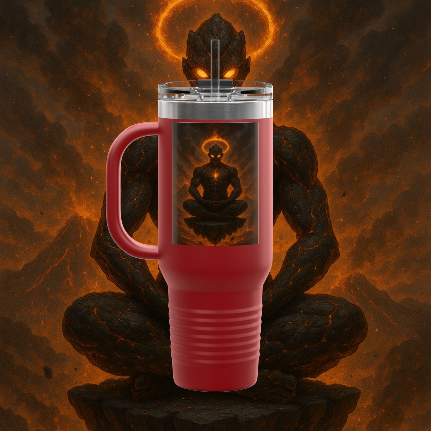 "Taza de viaje aislada Ignarh –🔥el Guardián del Silencio"