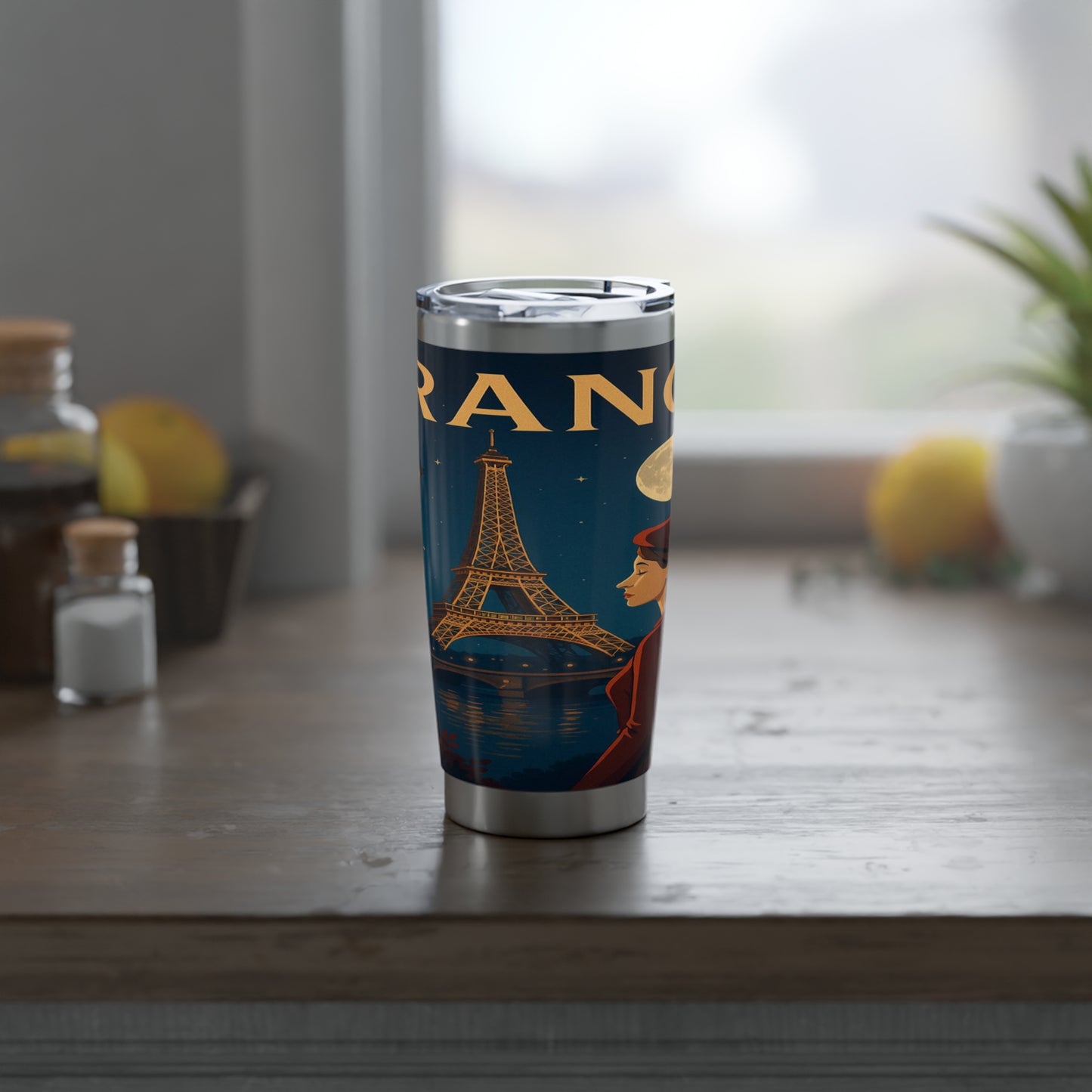 "Vaso Térmico Vagabond 20oz Francia: Romance bajo la Luna 🌙🗼✨"
