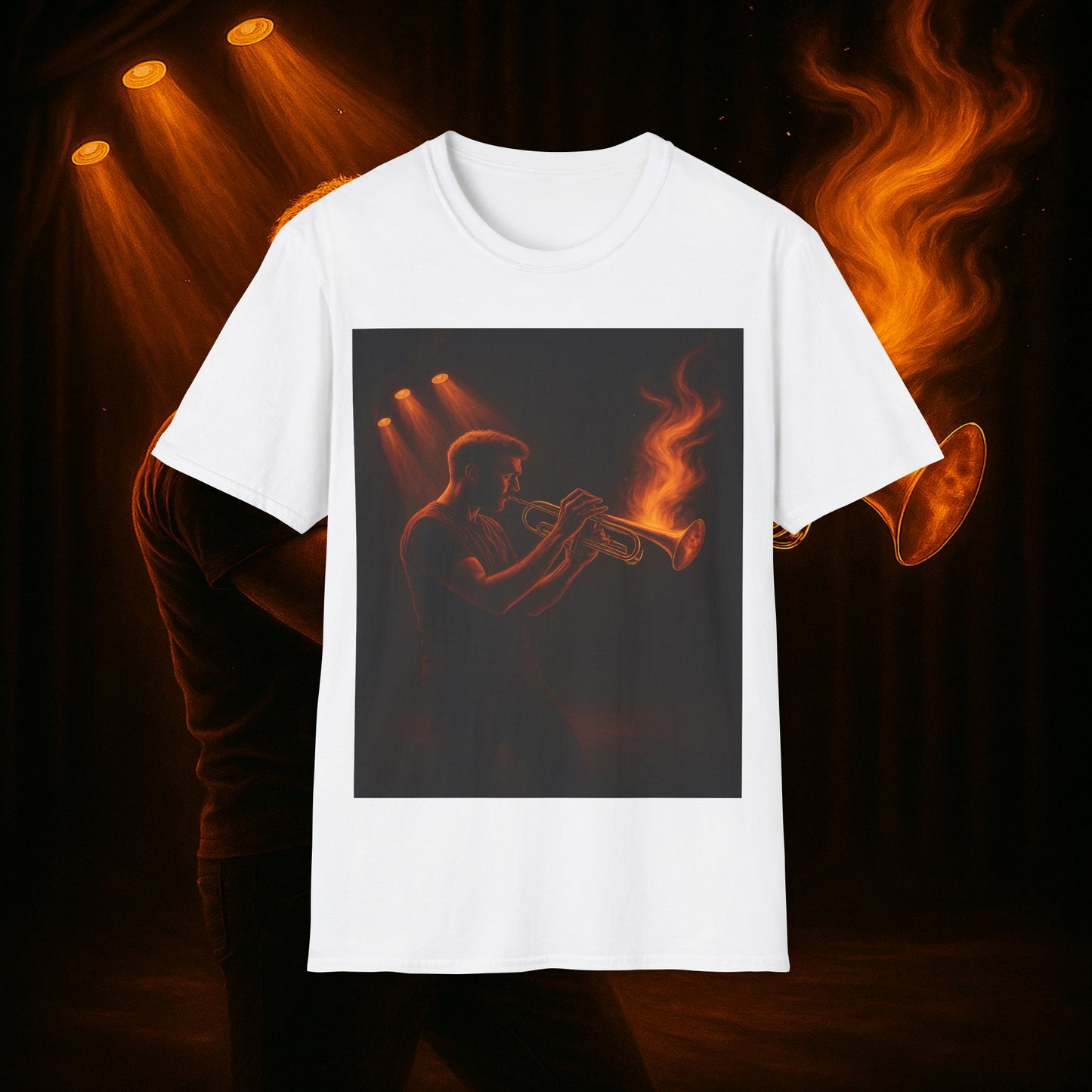 "Camiseta trompeta 🎺🔥Donde hay fuego, hay música.”