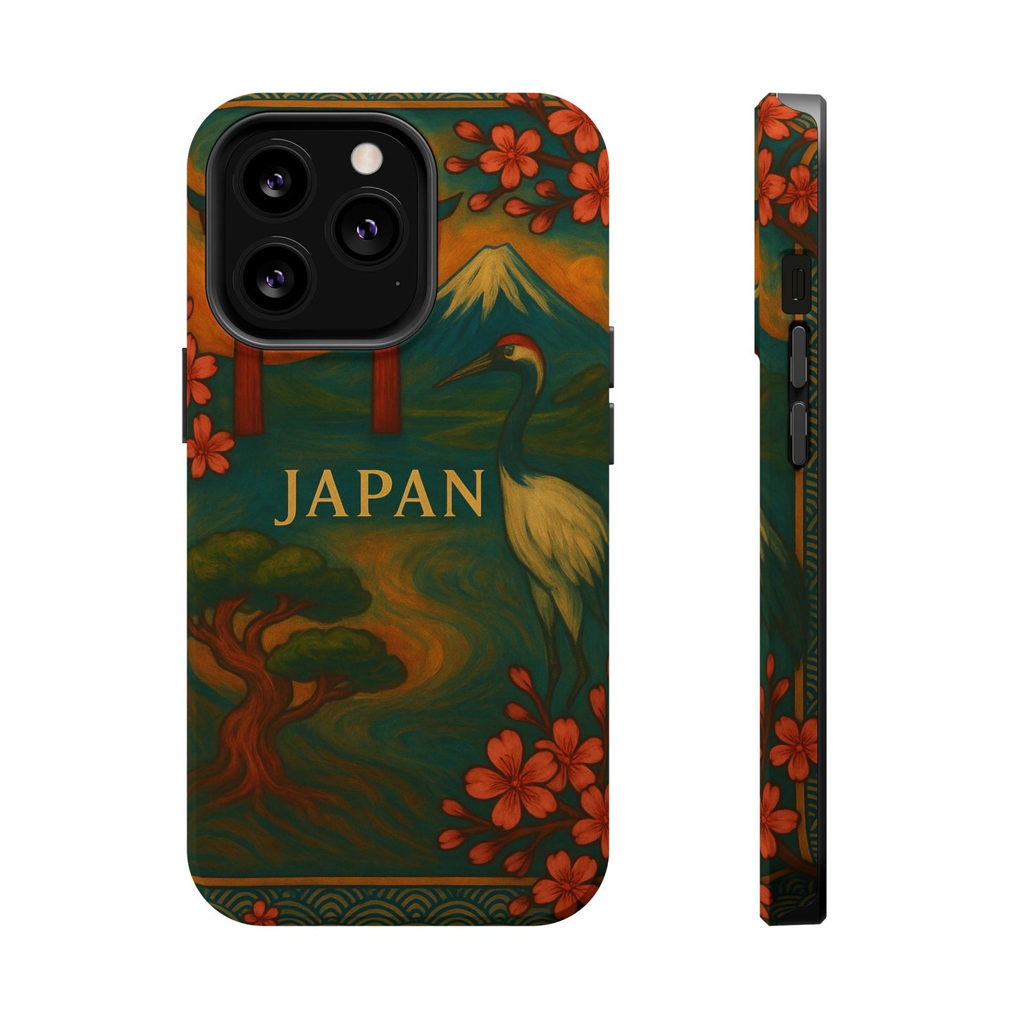 "Funda Magnética Reforzada Japón: Tradición entre Cerezos y Montañas 🌸⛩️🗻"
