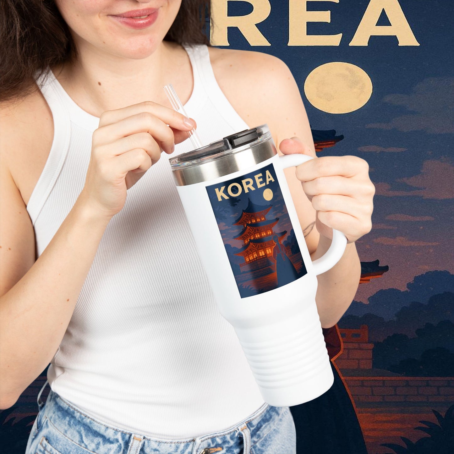 "Korean Insulated Travel Mug 🌸 – Ancient tradition and vibrant modernity"