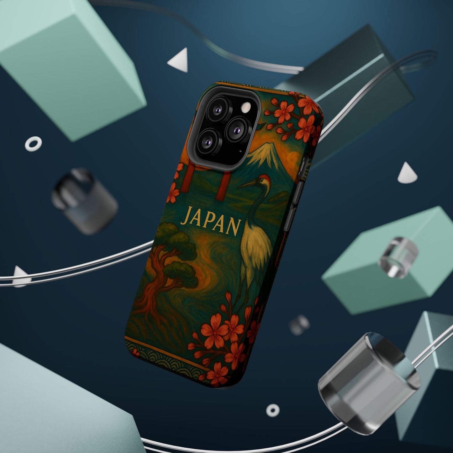 "Funda Magnética Reforzada Japón: Tradición entre Cerezos y Montañas 🌸⛩️🗻"