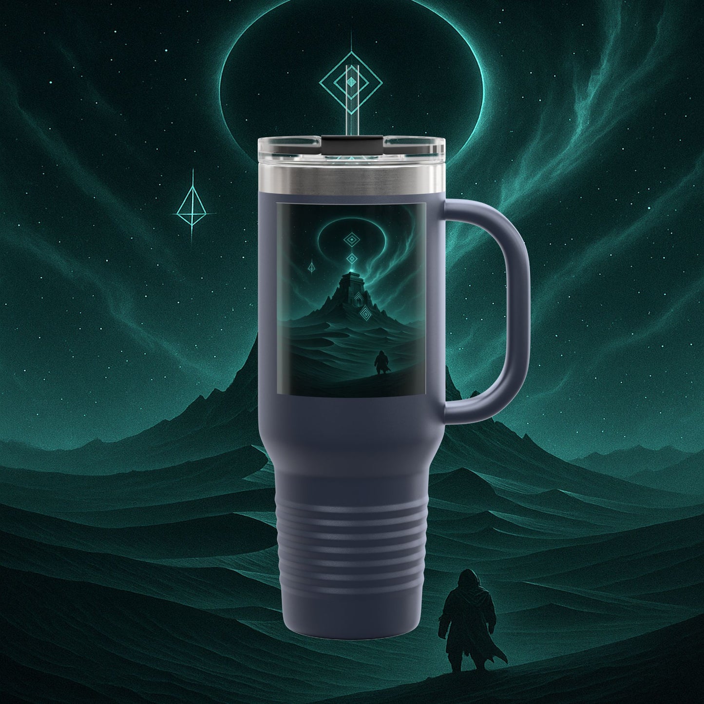 "Taza de viaje aislada🪐Templo del Cosmos"