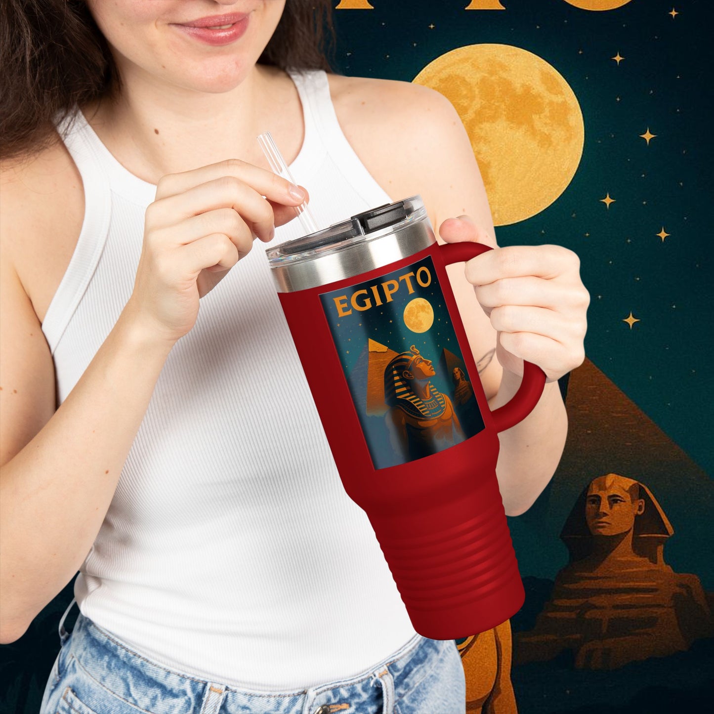 "taza de Viaje Aislada Egipto Misterio Dorado del Nilo 🏺🌅🐫"