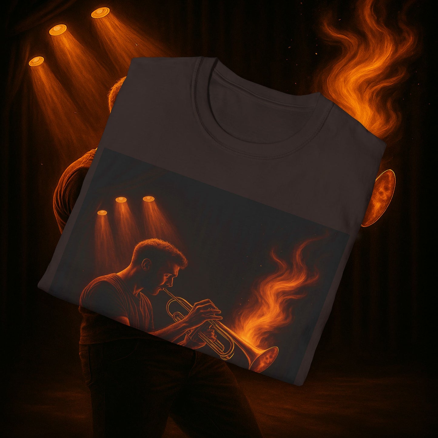 "Camiseta trompeta 🎺🔥Donde hay fuego, hay música.”