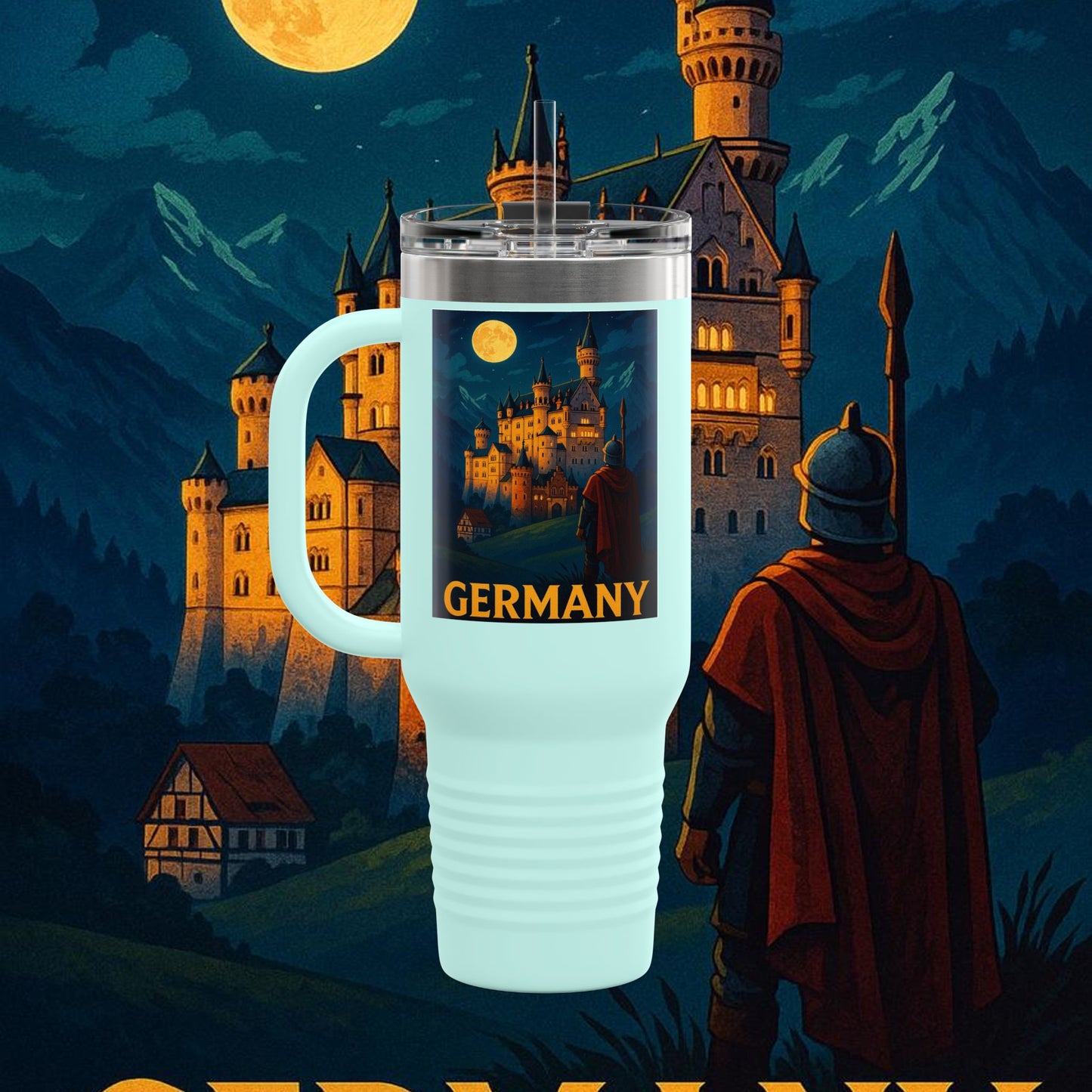 "taza de Viaje Aislada Alemania: Fortaleza, Historia y Tradición 🎖️🏰🍺"