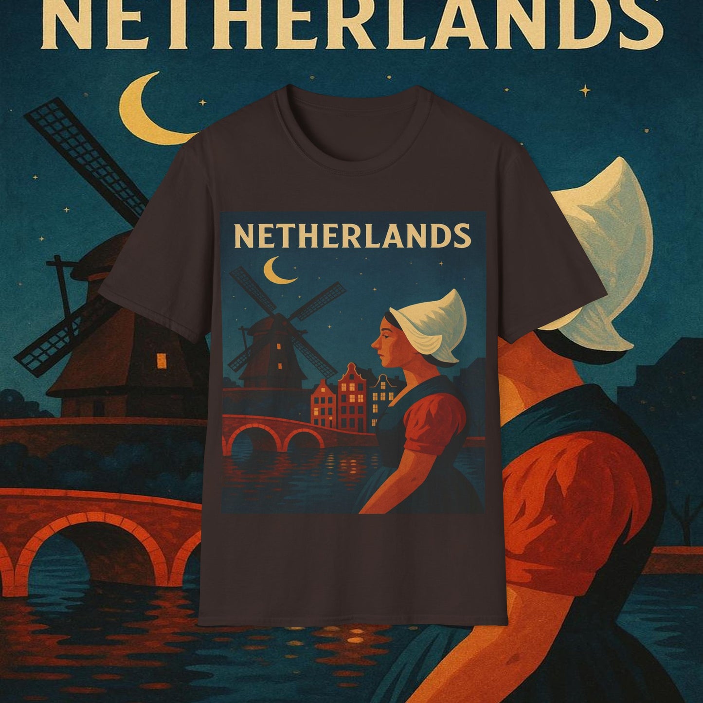 "Camiseta paises bajos✨ – Tierra de tulipanes, molinos y canales mágicos"