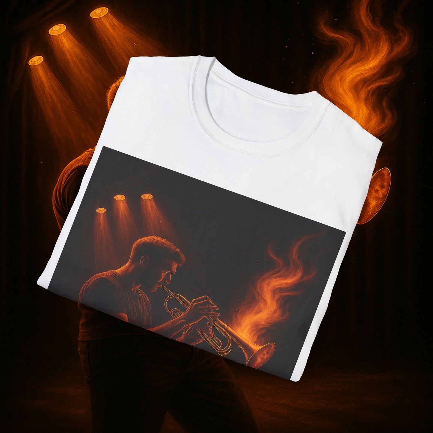 "Camiseta trompeta 🎺🔥Donde hay fuego, hay música.”
