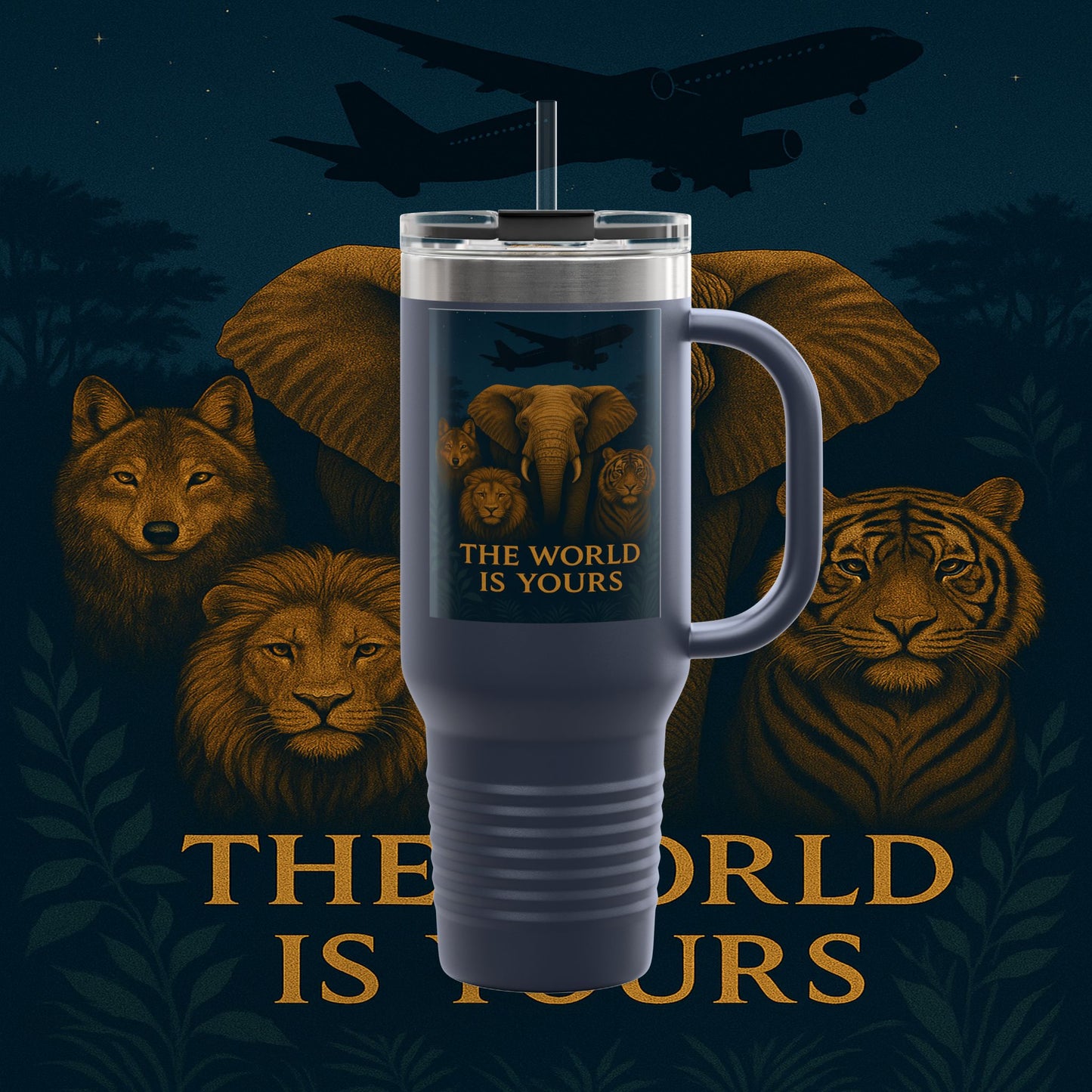 "Taza de viaje aislada El mundo es tuyo"🌍✨