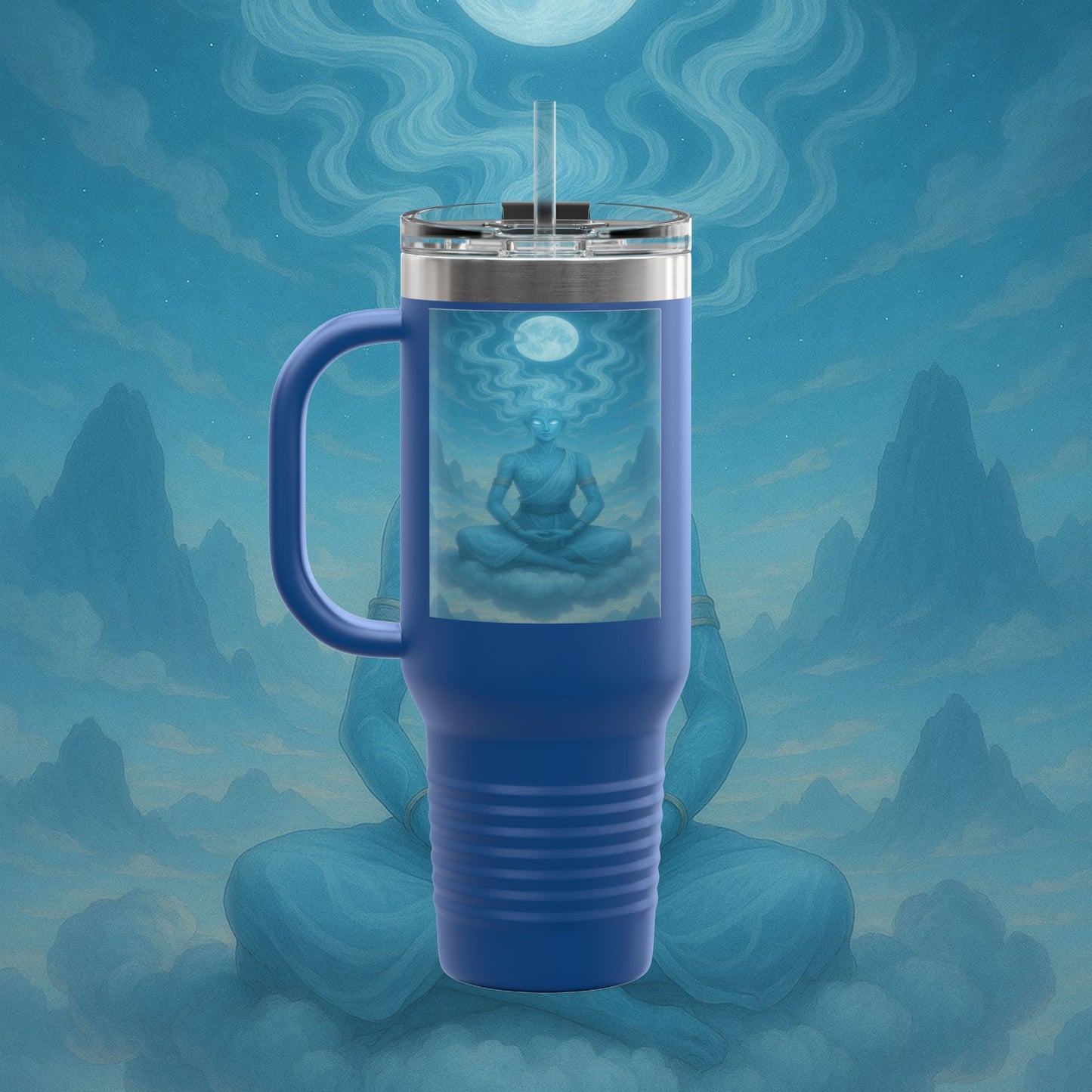 "Taza de viaje aislada Zephala,💨- la Voz del Viento Eterno"