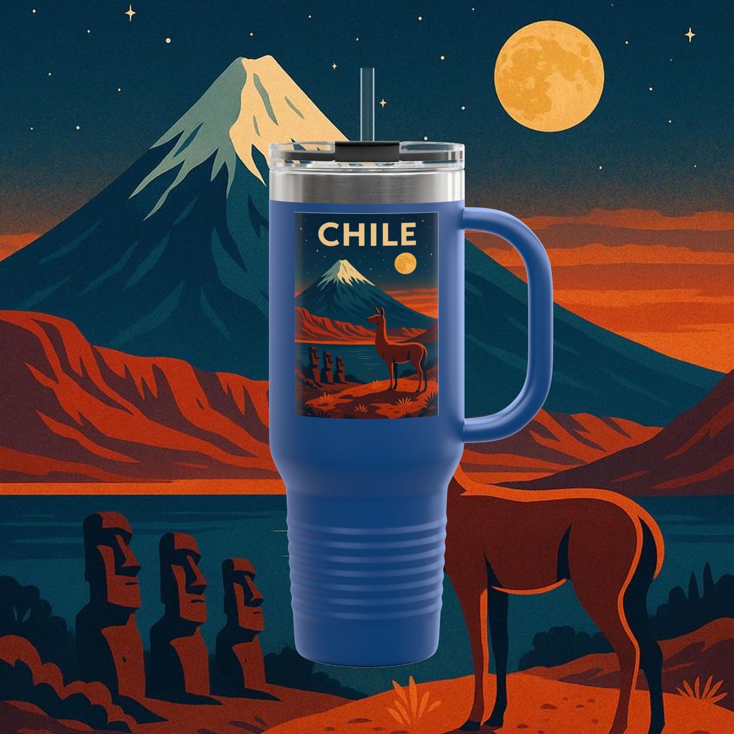 "Chile Insulated Travel Mug: Untamed Nature and Eternal Horizons 🏔️🍇🏜️"