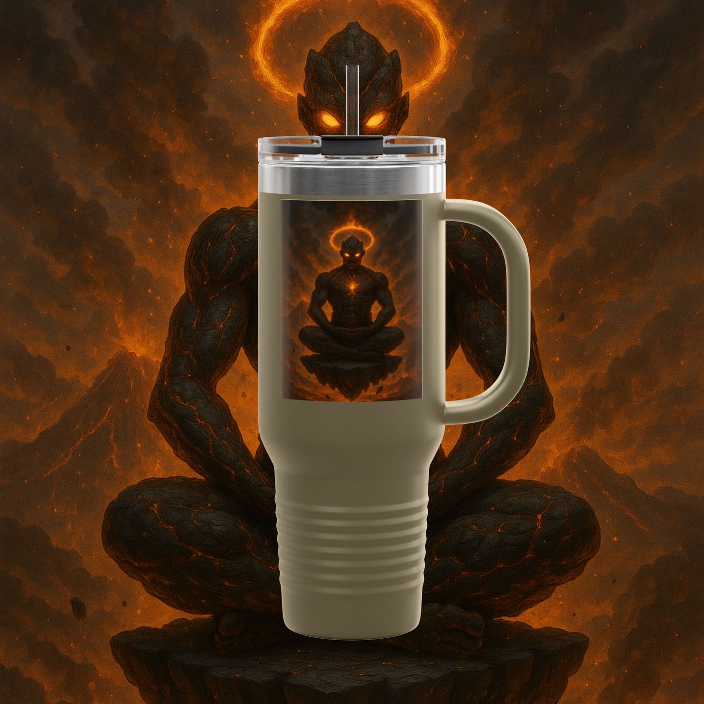 "Taza de viaje aislada Ignarh –🔥el Guardián del Silencio"