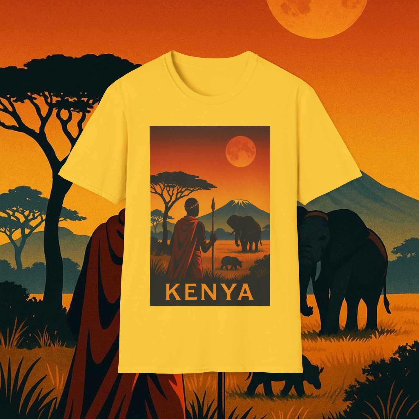 "Camiseta Kenia: Aventura Salvaje y Tierra de Horizontes Infinitos 🦁🌄🏕️"