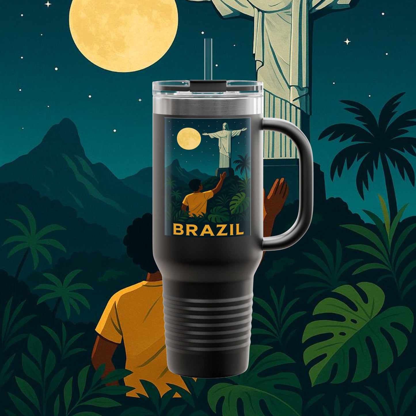 "taza de Viaje Aislada Brasil: Ritmo, Naturaleza y Alegría Infinita 🎶🌴🏖️"