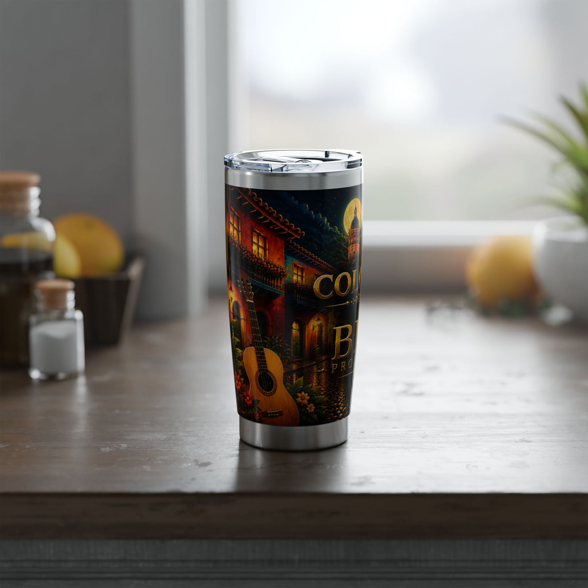 "Vaso Térmico Vagabond 20oz Colombia: Magia de Colores, Café y Tradición ☕🎨🌄"