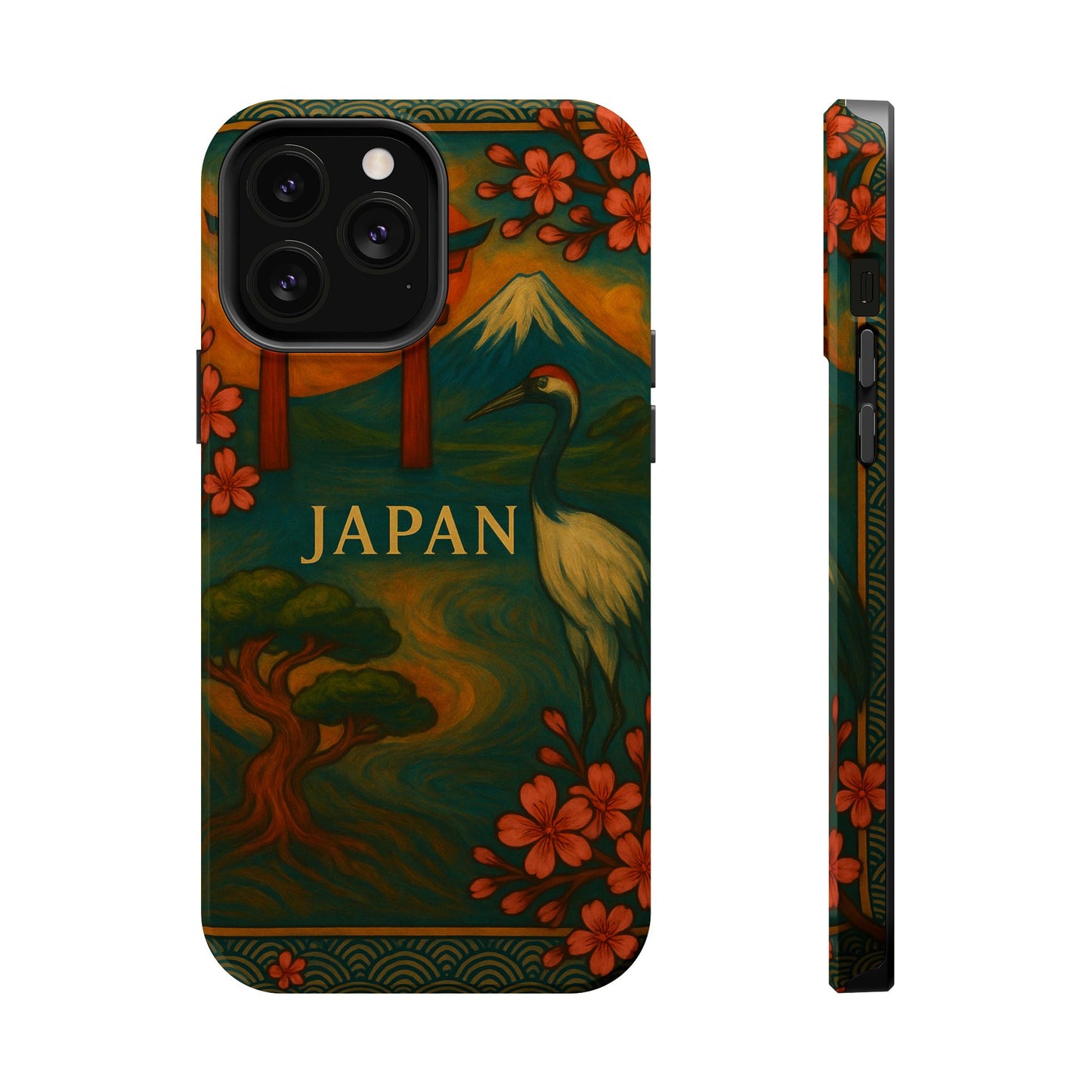 "Funda Magnética Reforzada Japón: Tradición entre Cerezos y Montañas 🌸⛩️🗻"