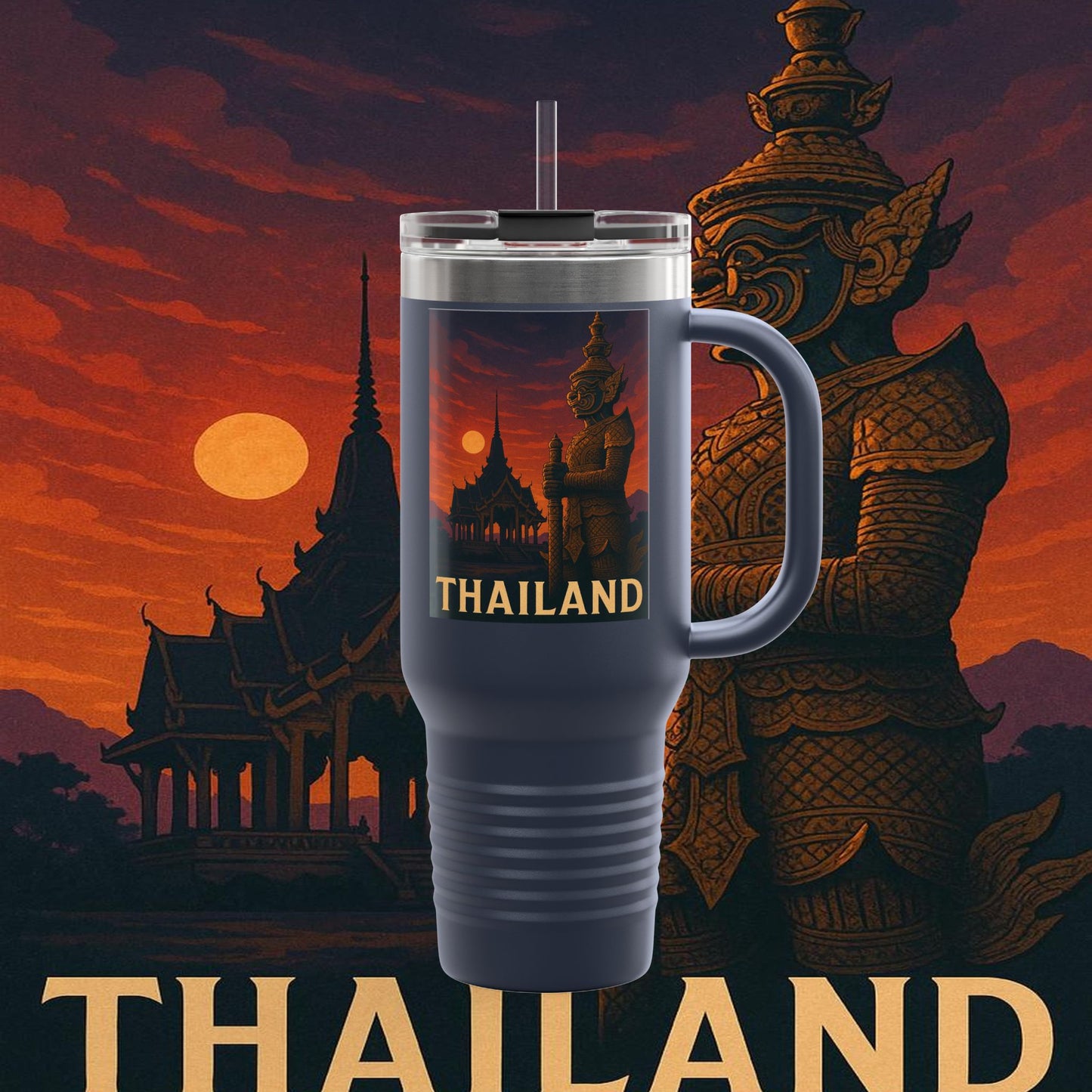 "Thailand Insulated Travel Mug🌴 – The Kingdom of Smiles and Adventure"