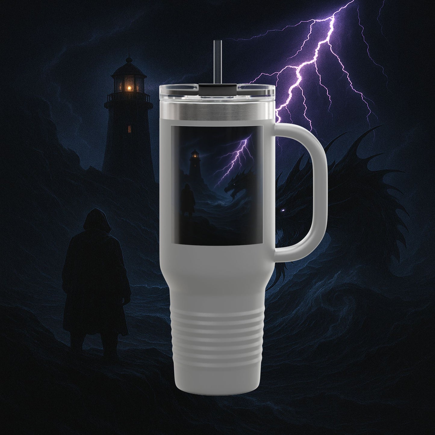 "Taza de viaje aislada🐉 El Despertar del Leviatán"