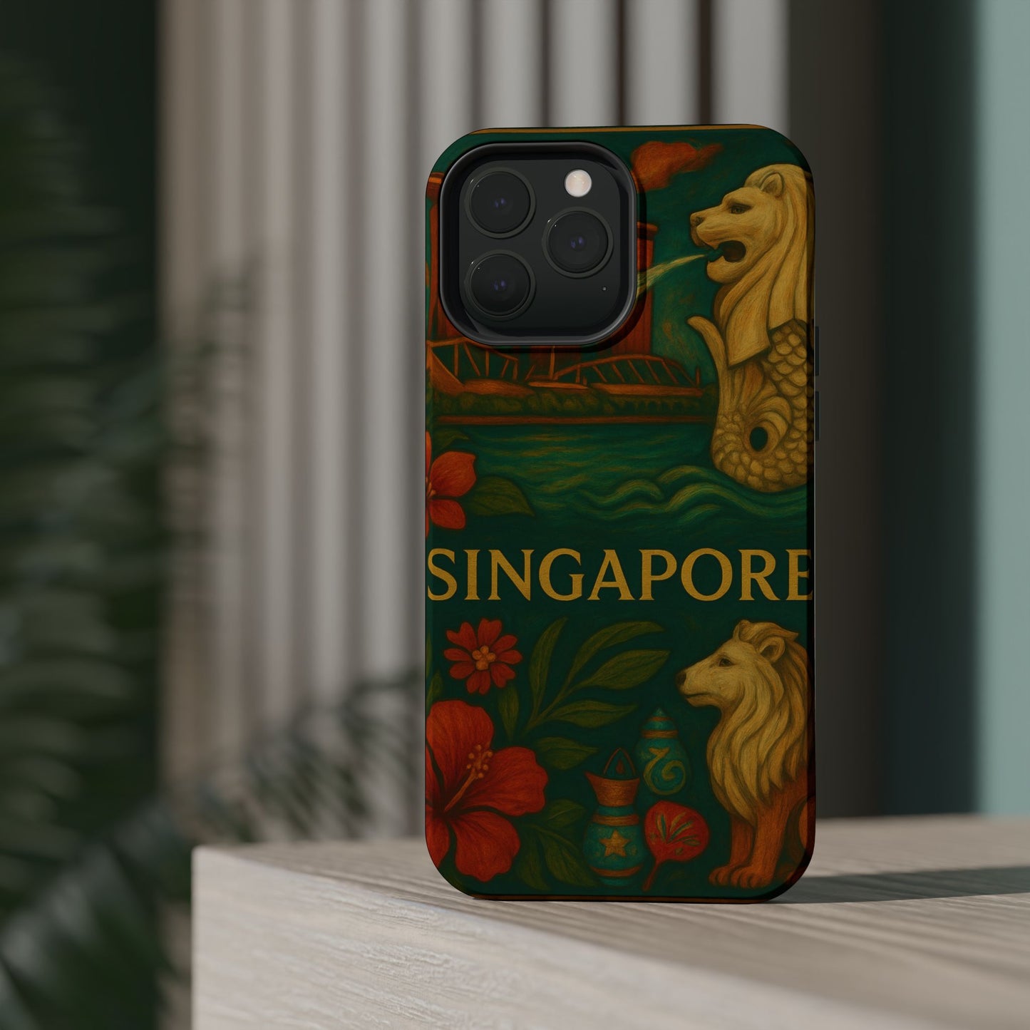 "Funda Magnética Reforzada Magnética Reforzada Singapur 🌆 – Futuro, cultura y naturaleza en un solo lugar"