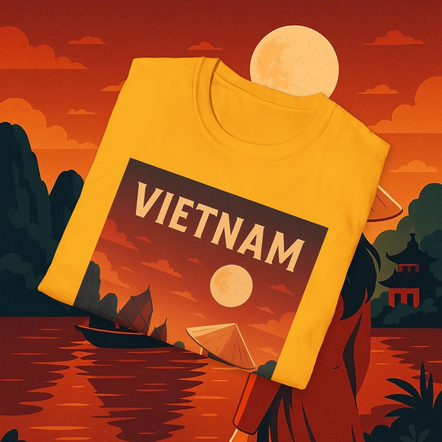 "Camiseta Vietnam: Tradición, Naturaleza y Leyendas Ancestrales 🎋🏯🐉"