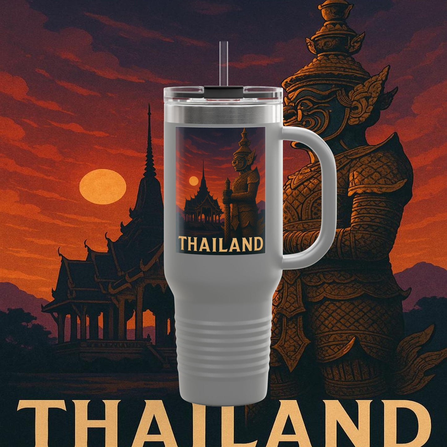 "Thailand Insulated Travel Mug🌴 – The Kingdom of Smiles and Adventure"