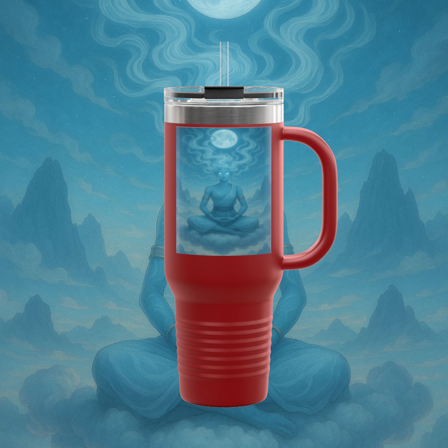 "Taza de viaje aislada Zephala,💨- la Voz del Viento Eterno"