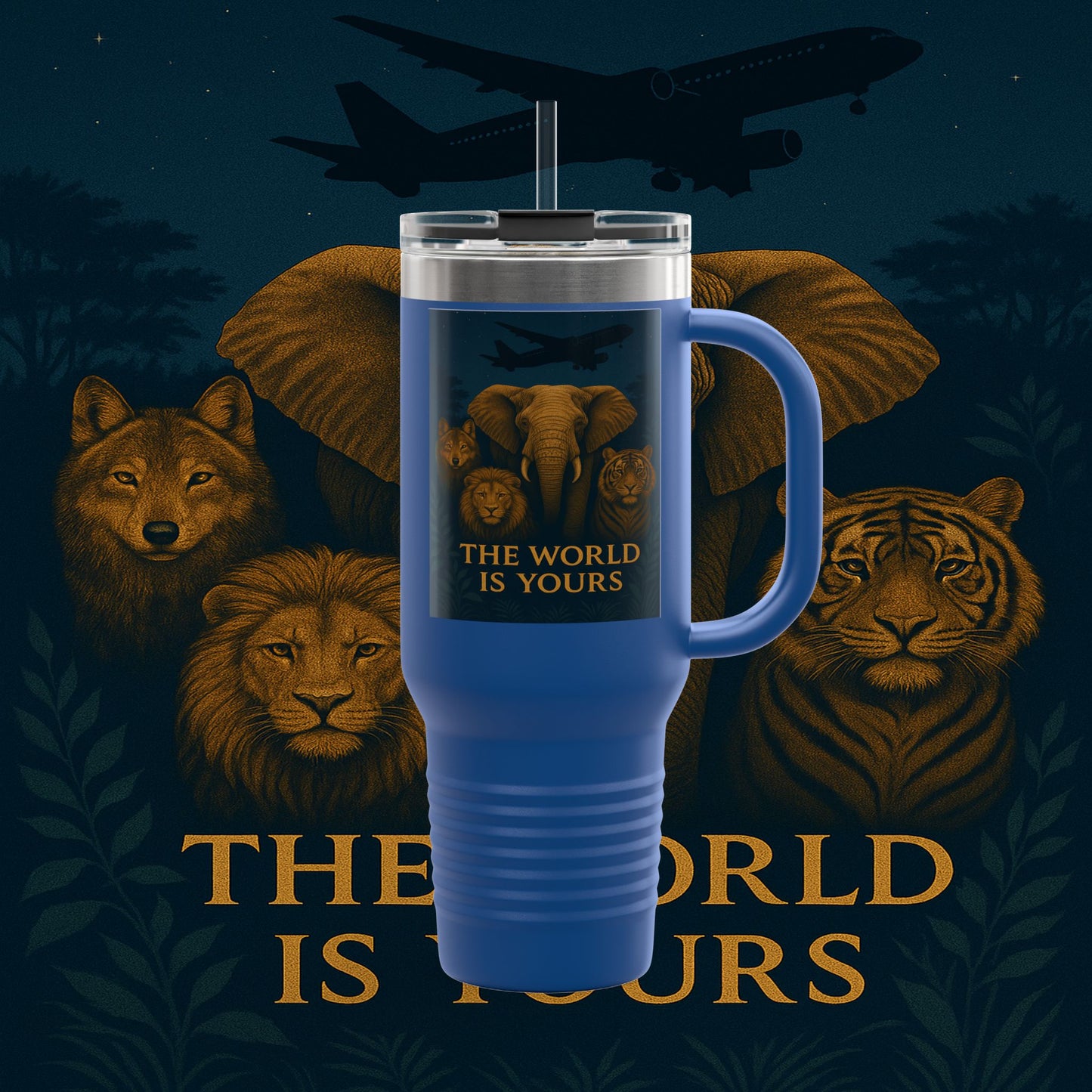"Taza de viaje aislada El mundo es tuyo"🌍✨