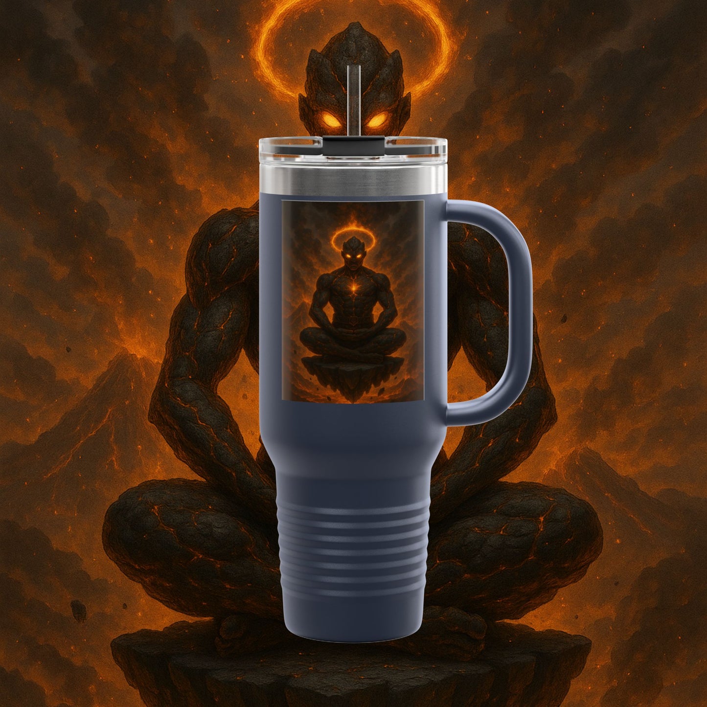 "Taza de viaje aislada Ignarh –🔥el Guardián del Silencio"