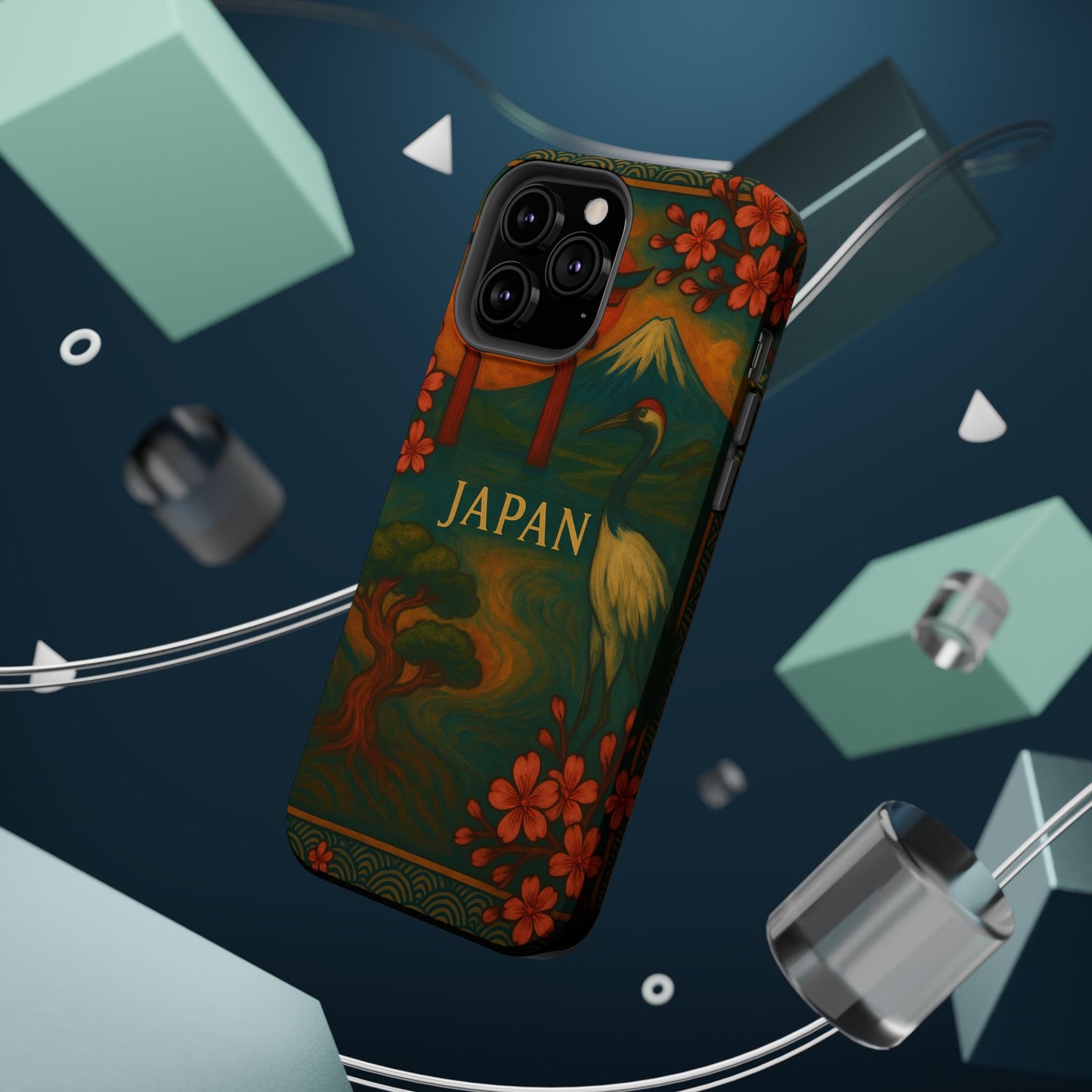 "Funda Magnética Reforzada Japón: Tradición entre Cerezos y Montañas 🌸⛩️🗻"