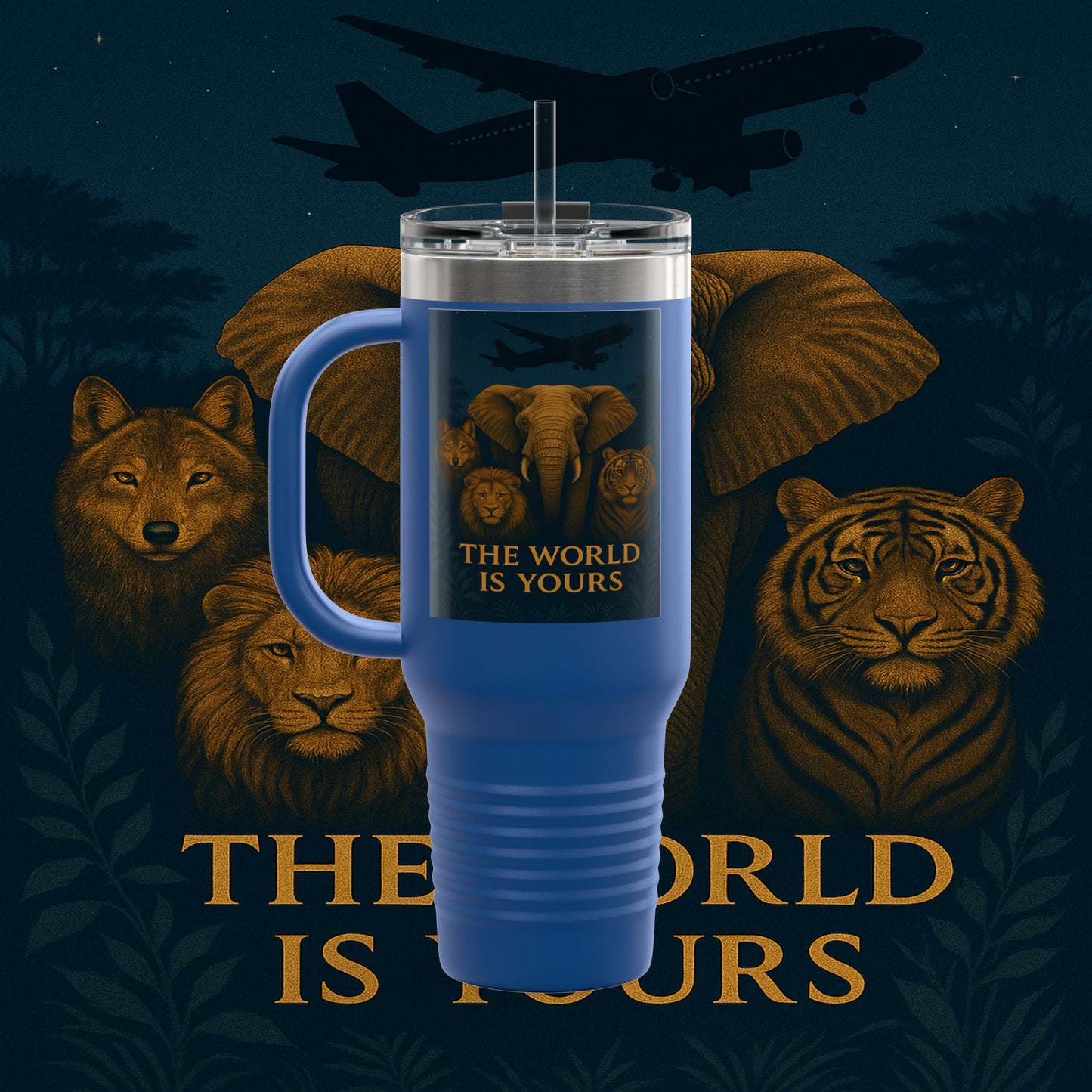 "Taza de viaje aislada El mundo es tuyo"🌍✨