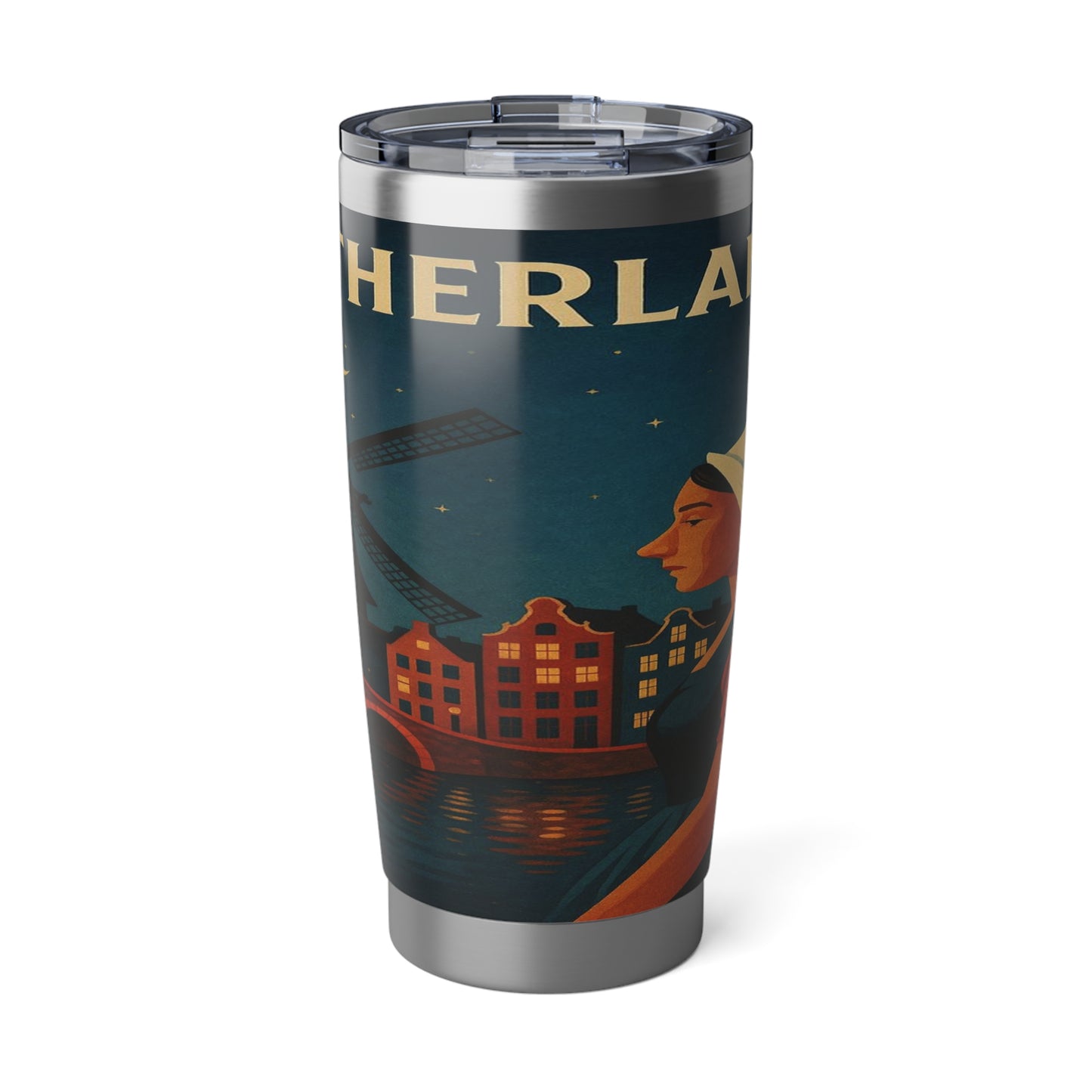 "Vaso Térmico Vagabond 20oz paises bajos✨ – Tierra de tulipanes, molinos y canales mágicos"