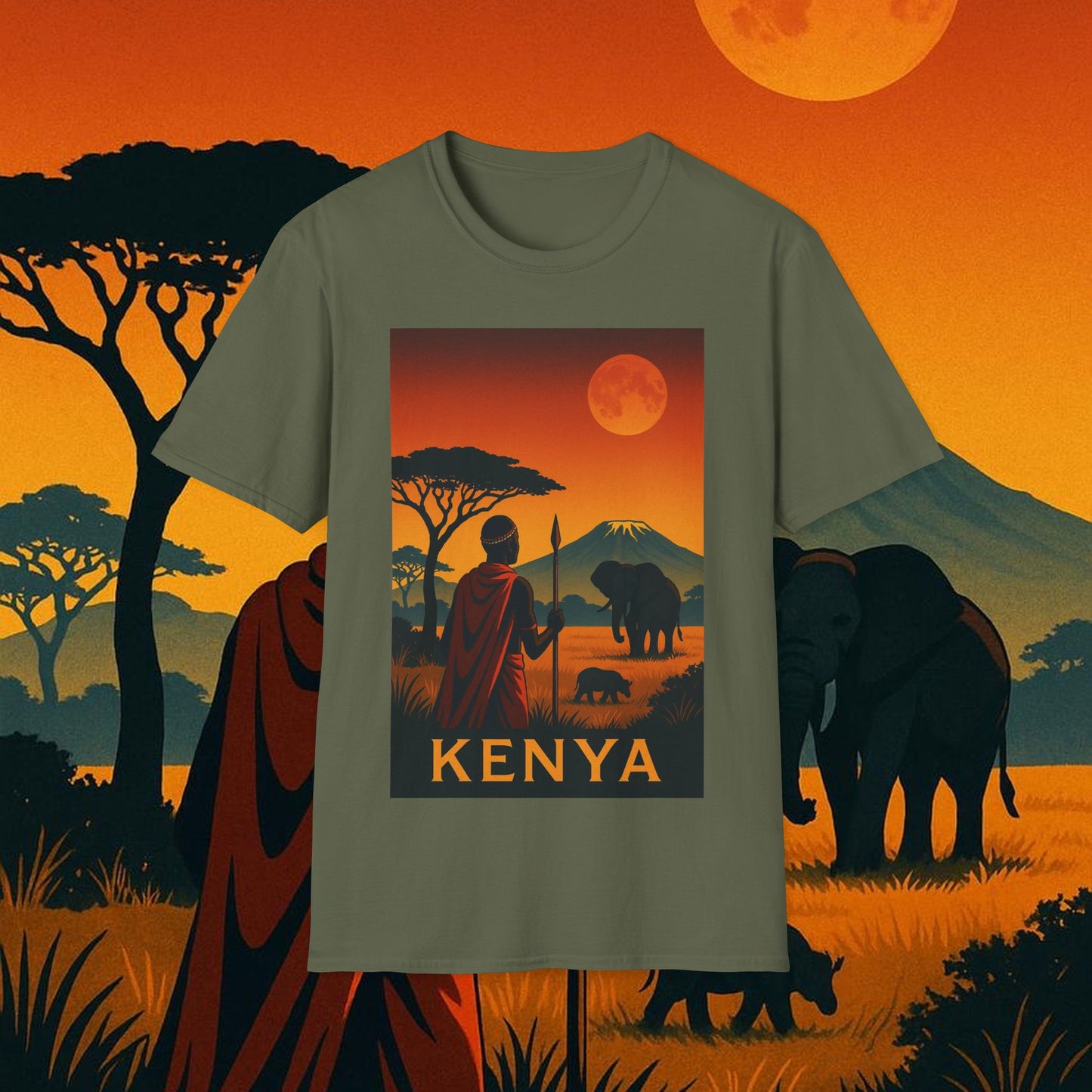 "Camiseta Kenia: Aventura Salvaje y Tierra de Horizontes Infinitos 🦁🌄🏕️"