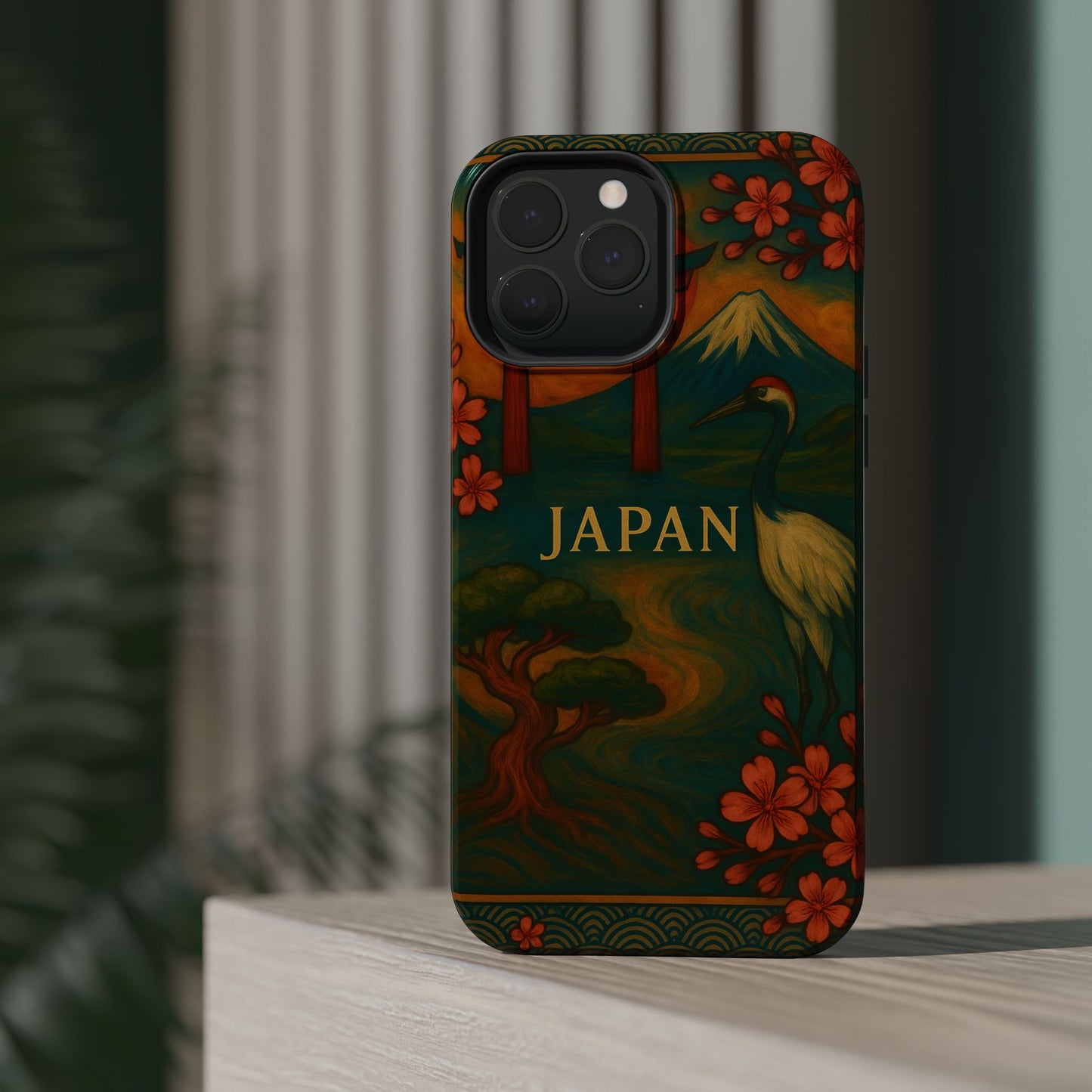 "Funda Magnética Reforzada Japón: Tradición entre Cerezos y Montañas 🌸⛩️🗻"