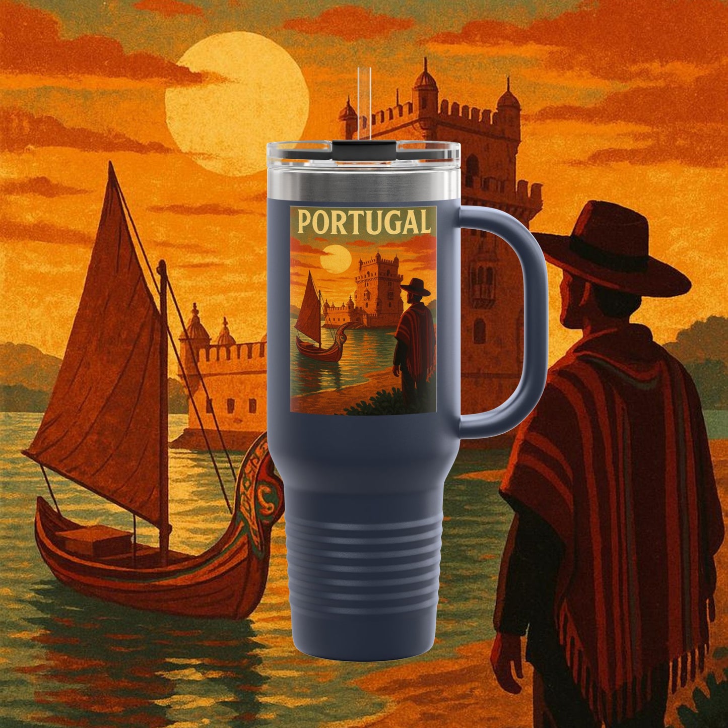 "Portugal Insulated Travel Mug: Atlantic Charm, Fados and Azulejos ๐๐ถ๐งฟ"
