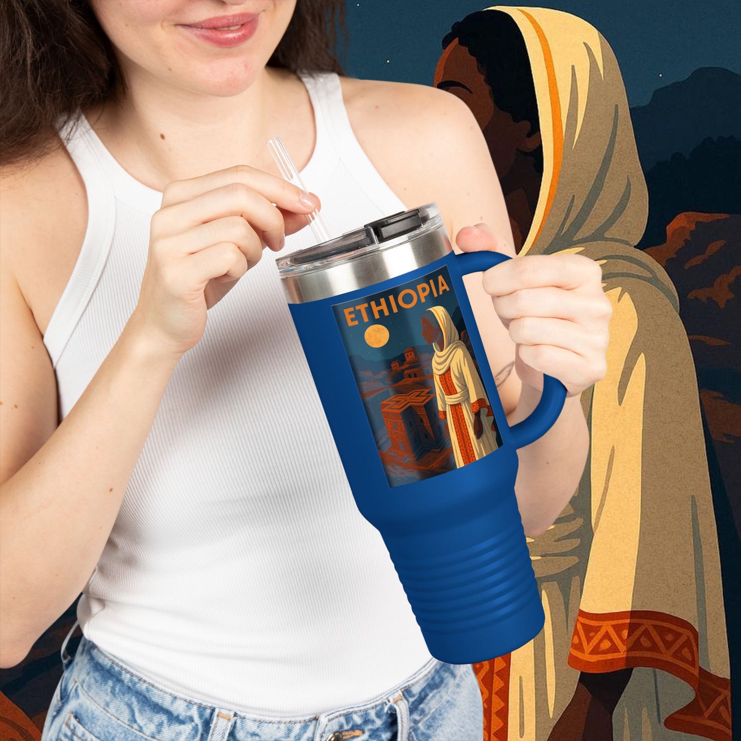 "Ethiopia Insulated Travel Mug – Sacred Land and Ancestral Soul"