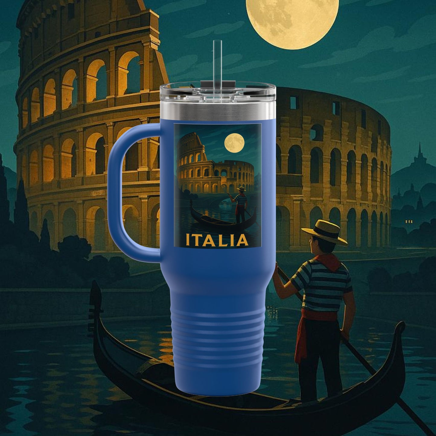 "Italy Insulated Travel Mug: Art, Passion, and Eternal Flavors 🎨🍝🏛️"