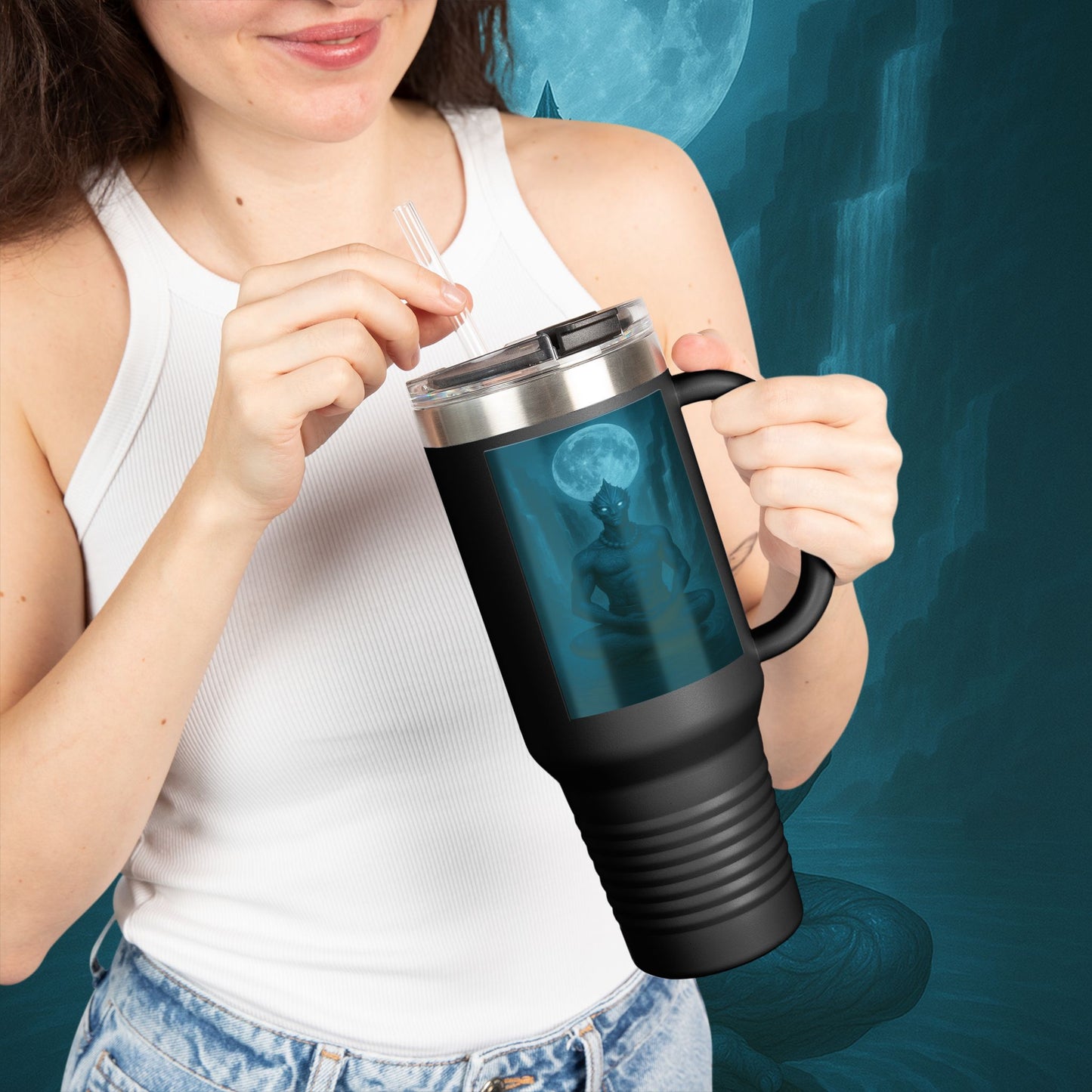 "taza de Viaje Aislada Naryzh -🌊 el Eco del Río Silente"