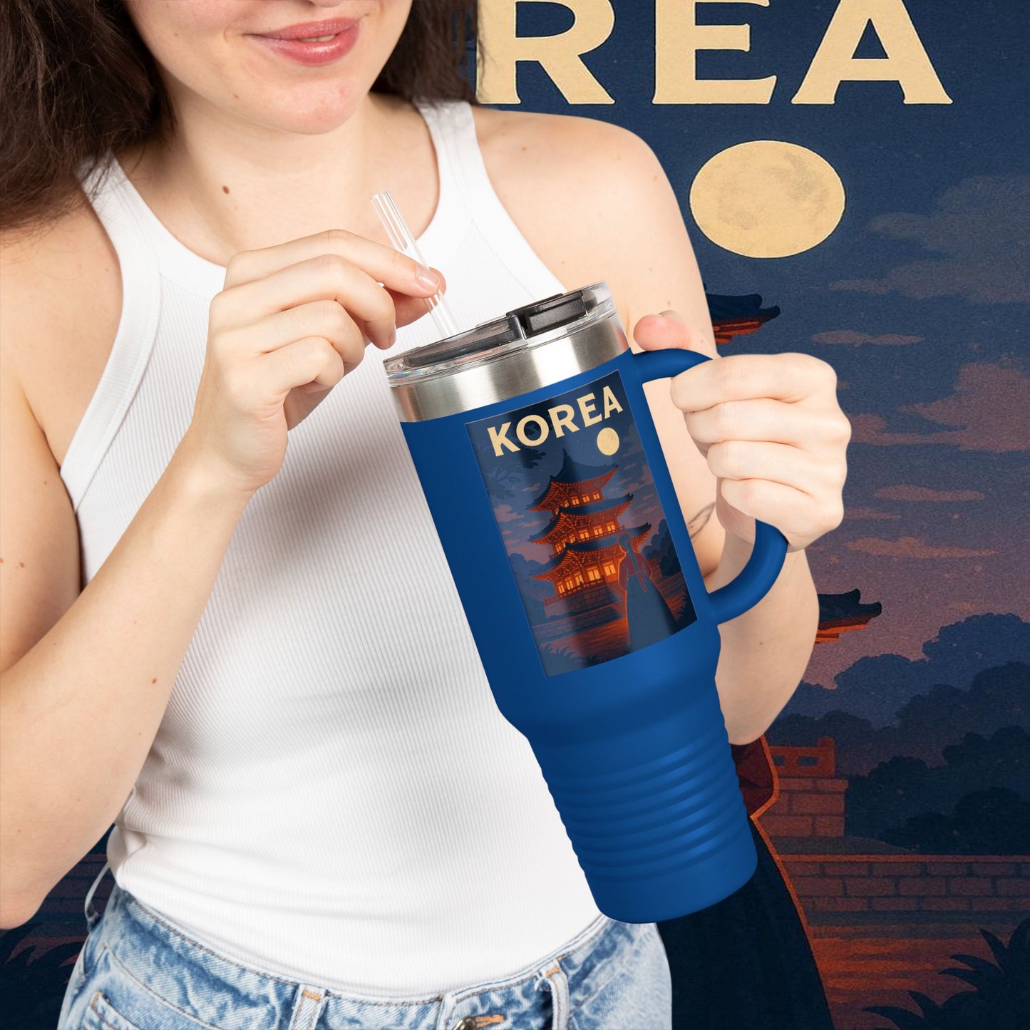 "Korean Insulated Travel Mug 🌸 – Ancient tradition and vibrant modernity"