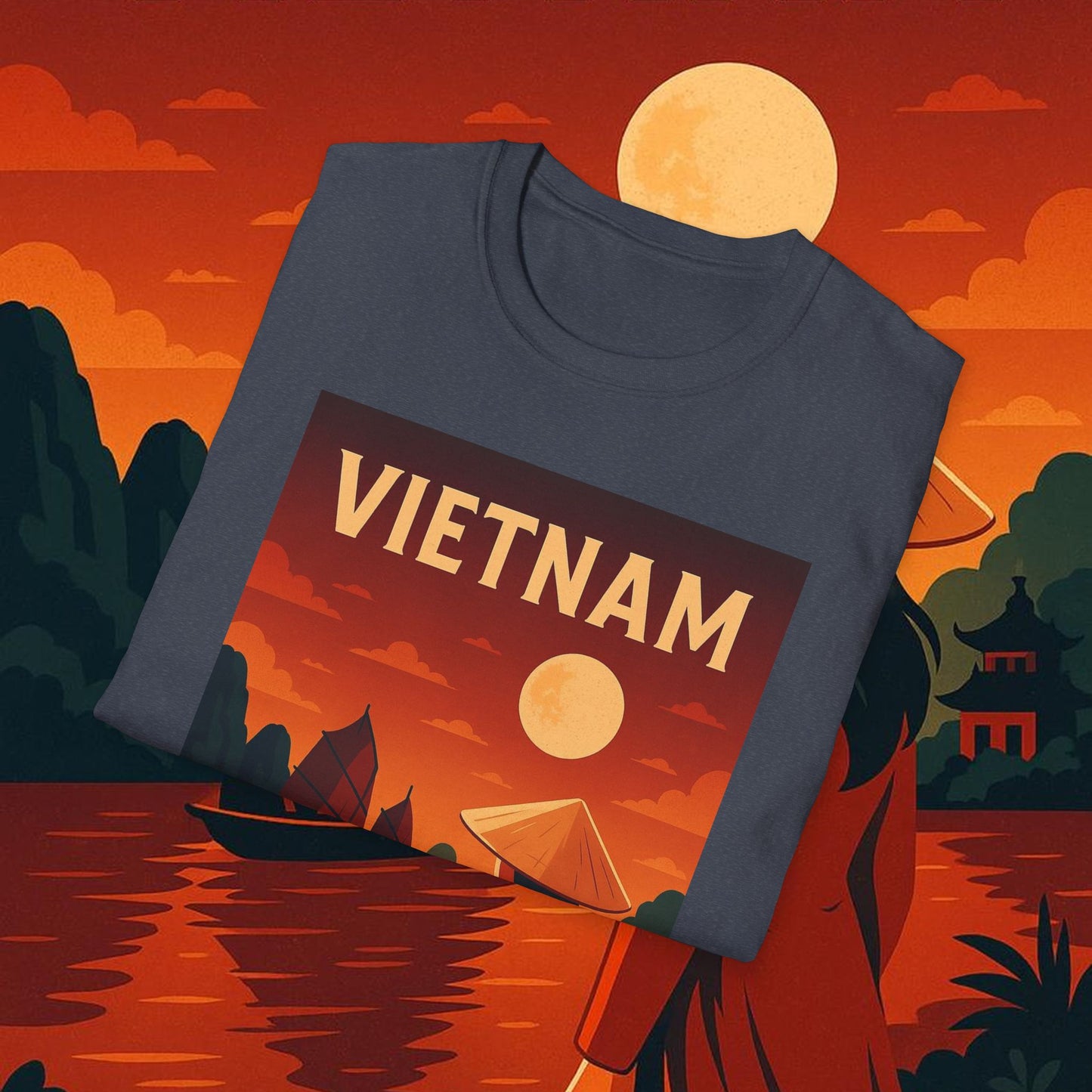 "Camiseta Vietnam: Tradición, Naturaleza y Leyendas Ancestrales 🎋🏯🐉"