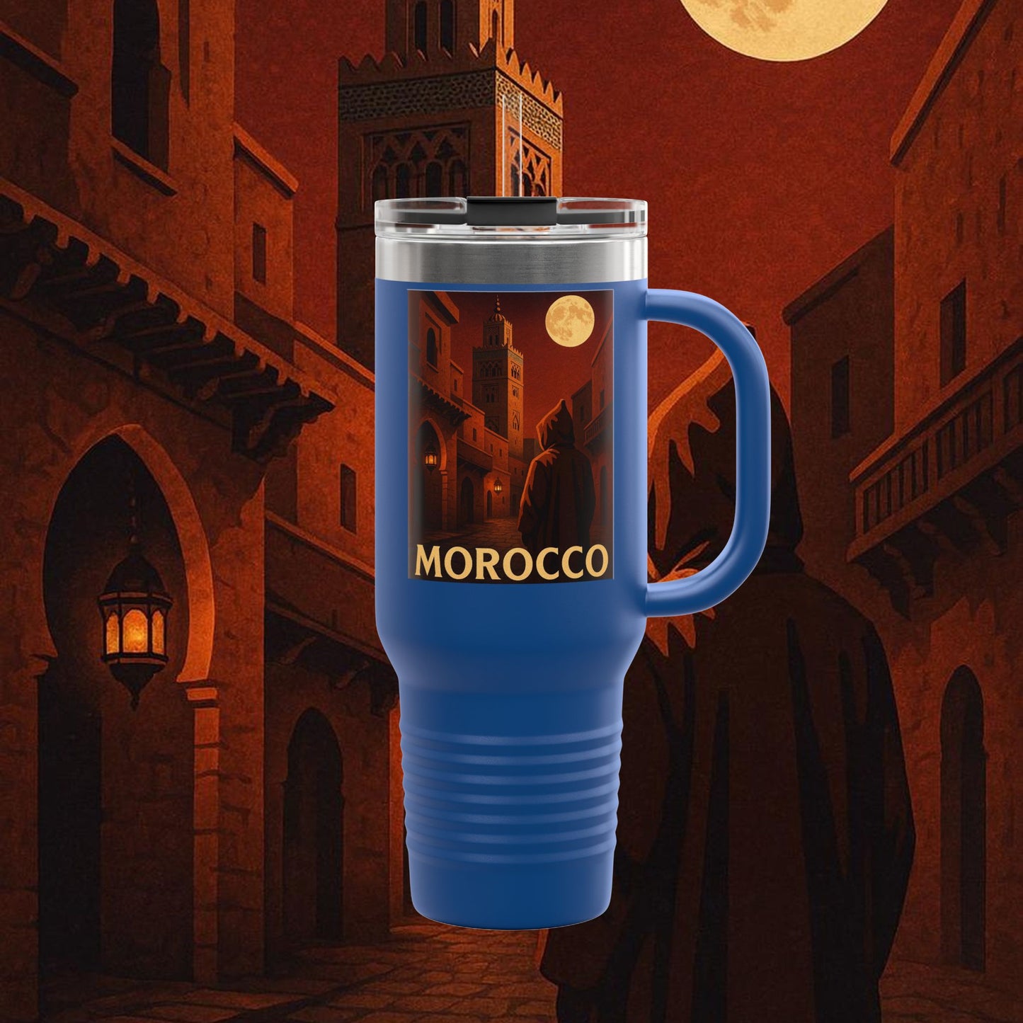 "Morocco Insulated Travel Mug: Magic of the Desert and Cities of a Thousand Colors 🐪🏜️🕌"