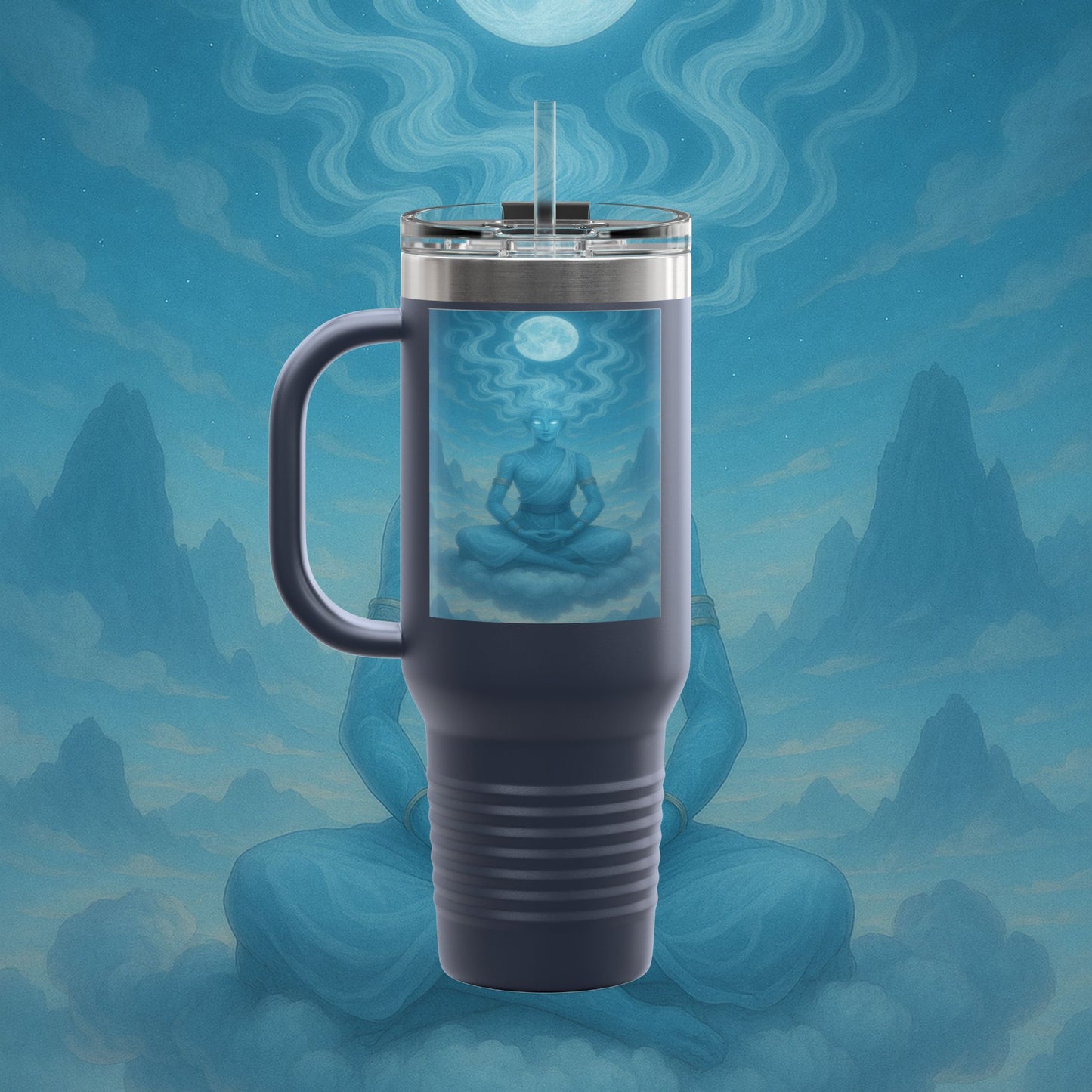 "Taza de viaje aislada Zephala,💨- la Voz del Viento Eterno"