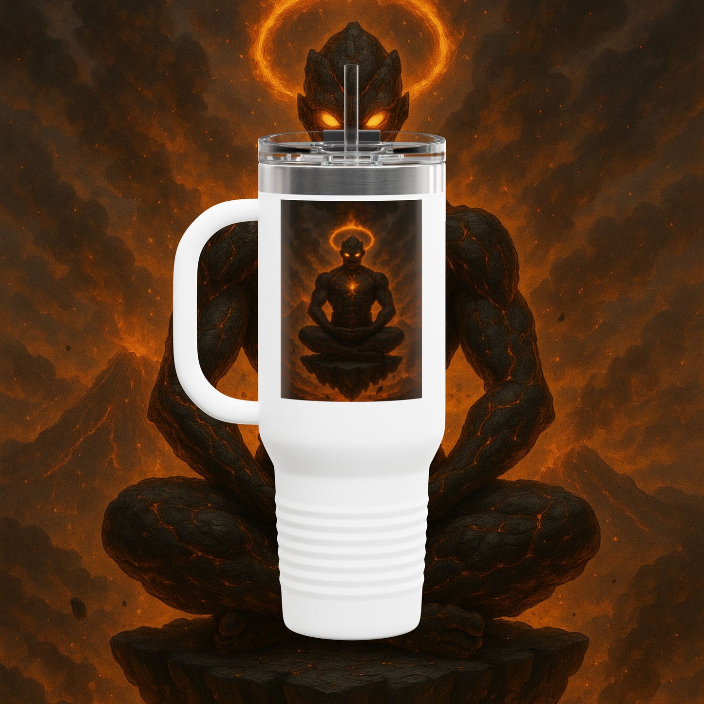 "Taza de viaje aislada Ignarh –🔥el Guardián del Silencio"