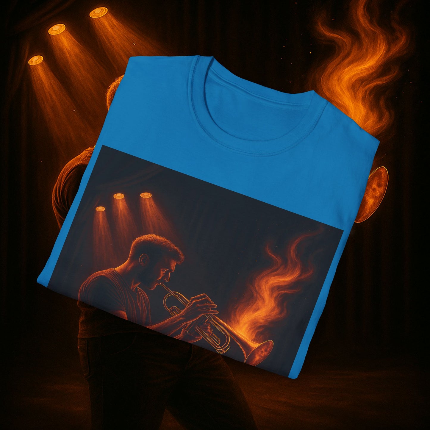 "Camiseta trompeta 🎺🔥Donde hay fuego, hay música.”