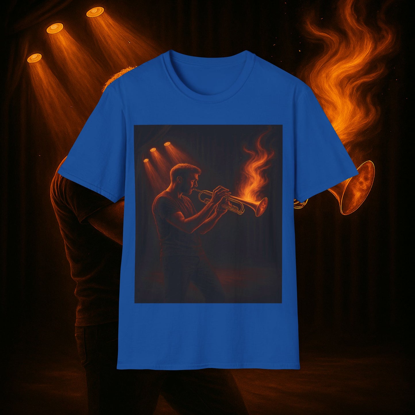 "Camiseta trompeta 🎺🔥Donde hay fuego, hay música.”